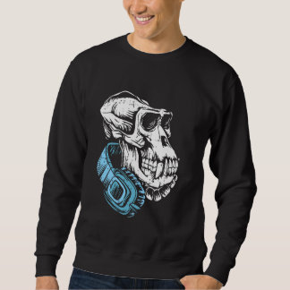 Gorilla Skull Kopfhörer Halloween Knochen Männer F Sweatshirt