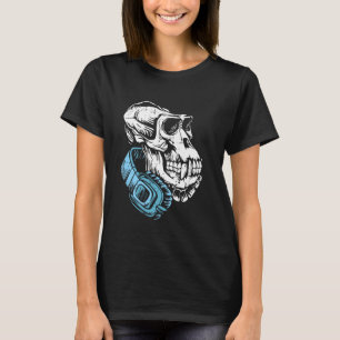 Gorilla Skull Kopfhörer Halloween Knochen Männer F T-Shirt
