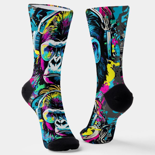 Gorilla Socks - Gorilla mit Sonnenbrille farbig Socken (Gewinkelt)