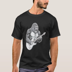 Gorilla spielt elektrische Gitarre Rockmusik Besti T-Shirt