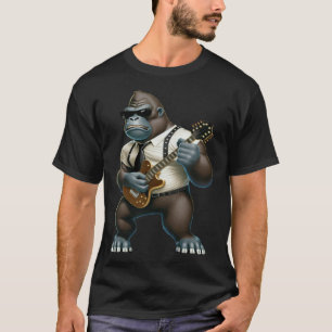Gorilla spielt elektrische Gitarre  Tier Affe  Gu T-Shirt
