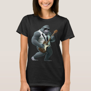 Gorilla spielt elektrische Gitarre  Tier Affe  Gu T-Shirt