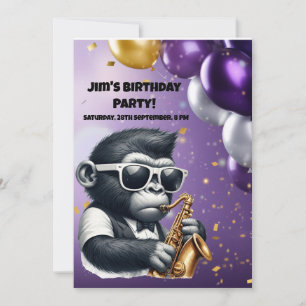 Gorilla spielt Saxophon Einladung