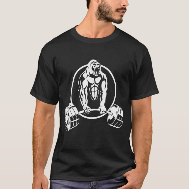 Gorilla Strength Lifter Gym Body Builder T-Shirt (Vorderseite)
