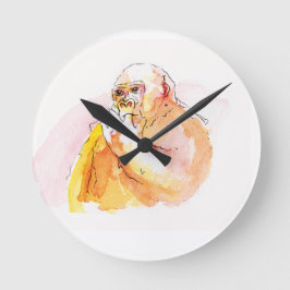 Gorilla sucking fingers Clock 指しゃぶりのゴリラ時計 Runde Wanduhr