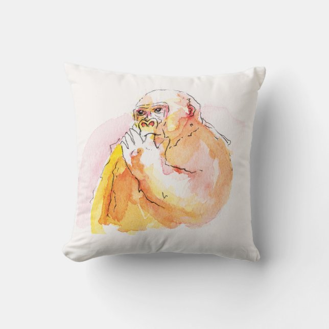Gorilla sucking fingers Cushion 指しゃぶりのゴリラクッション Kissen (Vorderseite)