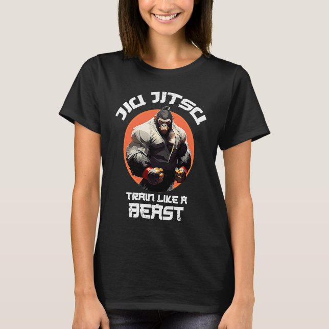 Gorilla Train like a Beast Jiu Jitsu BJJ Grappling T-Shirt (Vorderseite)