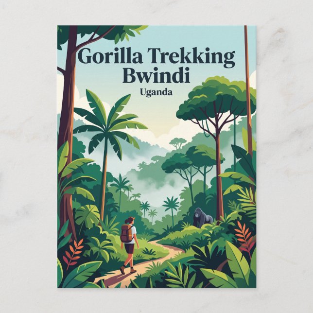 Gorilla-Trekking Bwindi Undurchdringlicher Wald Ug Postkarte (Vorderseite)
