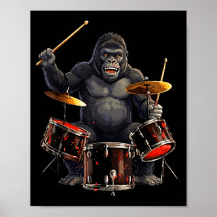 Gorilla-Trommelstöcke Drummer Kinder Jungen Männer Poster