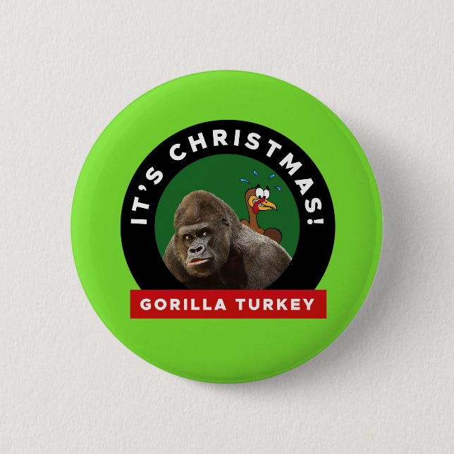 Gorilla Turkey Christmas Puff 6 cm Runde Abzeichen Button (Vorderseite)