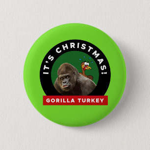 Gorilla Turkey Christmas Puff 6 cm Runde Abzeichen Button