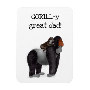 Gorilla und Baby "Großer Vater" Karte Magnet