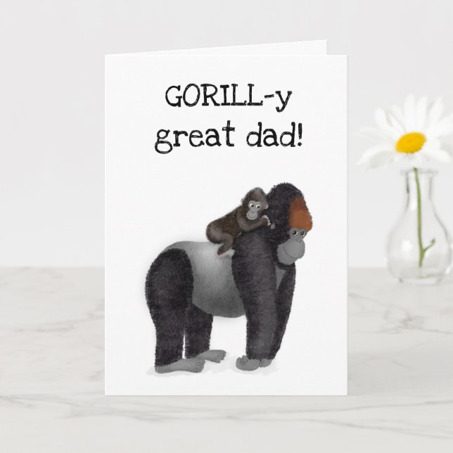 Gorilla und Baby Vatertag Karte (Kleine Pflanze)
