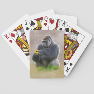 Gorilla und gelbes Gänseblümchen Spielkarten