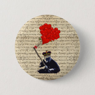 Gorilla und Herzblasen Button