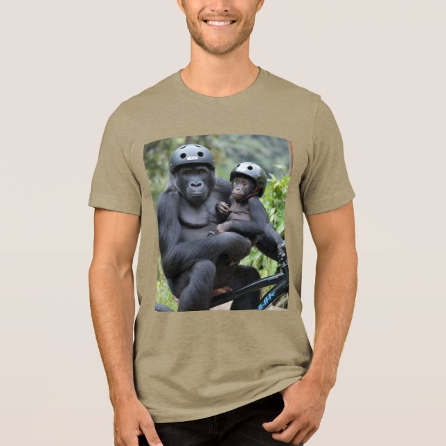 Gorilla und Sohn Tri-Blend Shirt (Vorderseite)