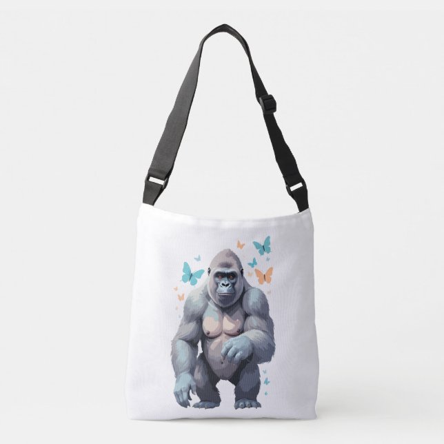 Gorilla Vector Malerei Schöner Spaß Tragetaschen Mit Langen Trägern (Vorderseite)