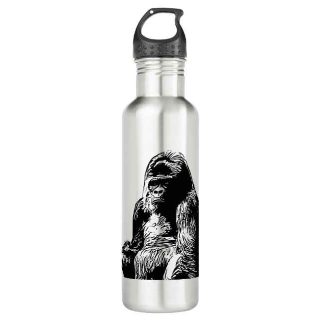Gorilla Vektor Edelstahlflasche (Vorderseite)