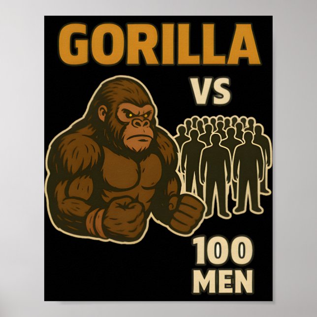 Gorilla vs 100 men epic battle poster (Vorne)