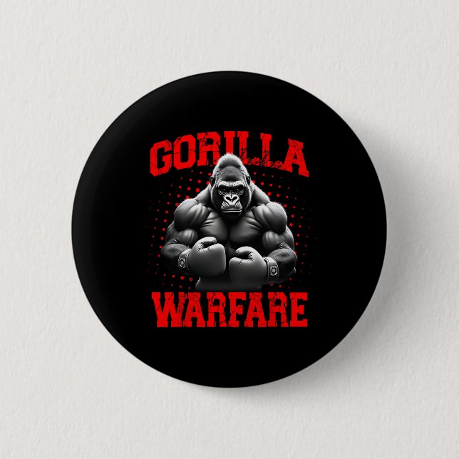 Gorilla Warfare Ape Boxing Muscular Gorilla Boxer Button (Vorderseite)