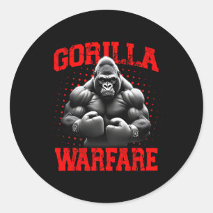 Gorilla Warfare Ape Boxing Muscular Gorilla Boxer Runder Aufkleber
