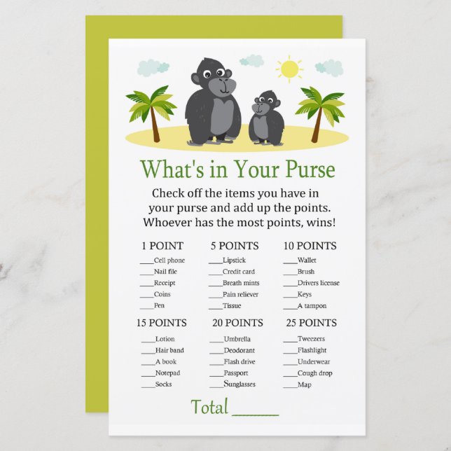 Gorilla Was ist in deinem Handyspiel Babydusche? (Vorne/Hinten)