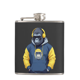 Gorilla Wearing Hoodie Funny Coole Tierart Flachmann