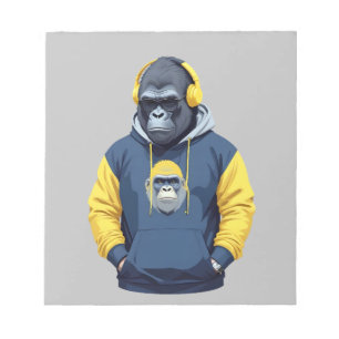 Gorilla Wearing Hoodie Funny Coole Tierart Notizblock