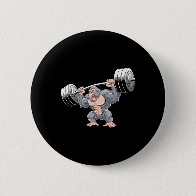 Gorilla Weightlifting Fitness Gym Training Bodybui Button (Vorderseite)