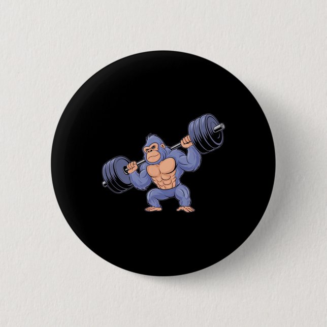 Gorilla Weightlifting Fitness Gym Training Bodybui Button (Vorderseite)