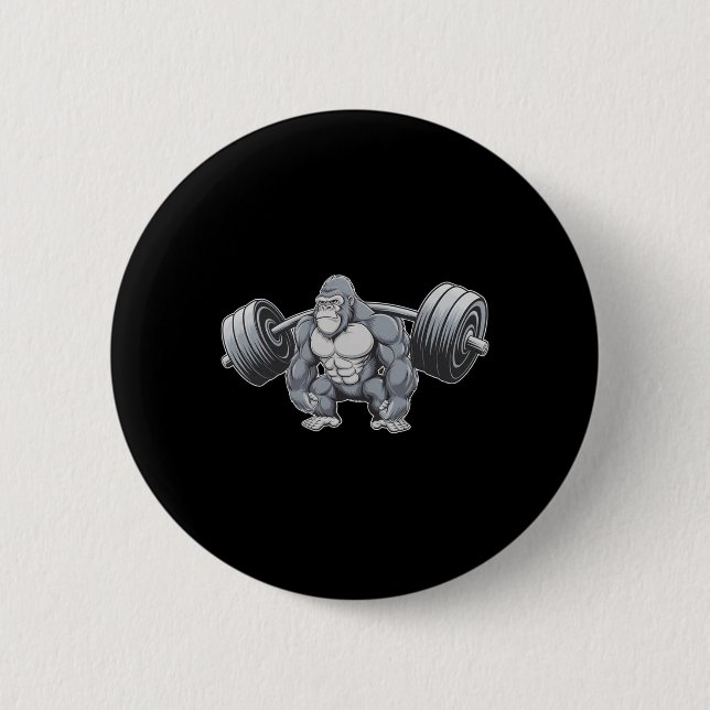 Gorilla Weightlifting Fitness Gym Training Bodybui Button (Vorderseite)