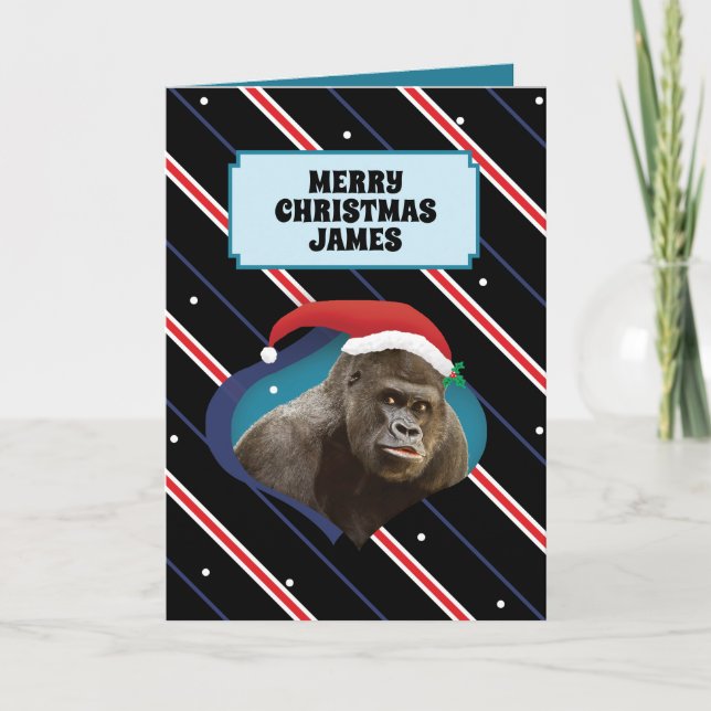 Gorilla Weihnachtskarte, die für ihn ein Fsonn ist Karte (Vorderseite)