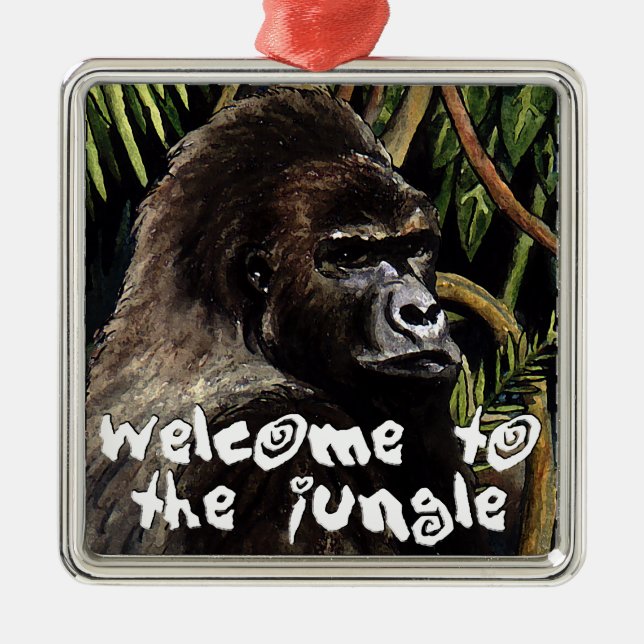gorilla welcome to the jungle silbernes ornament (Vorne)