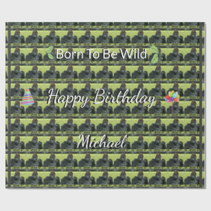 Gorilla Wild Muster Geburtstagsthema Geschenkpapier