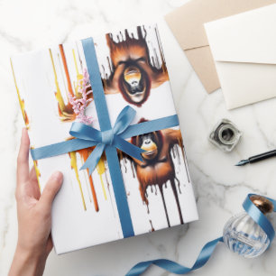 Gorilla Wildlife & Nature Water Color Set Geschenkpapier