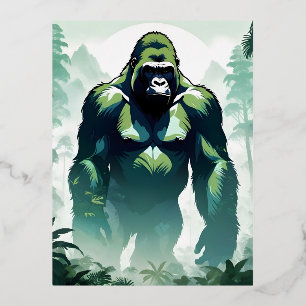 Gorilla Wildtiere Natur Dschungel Folien Feiertagspostkarte