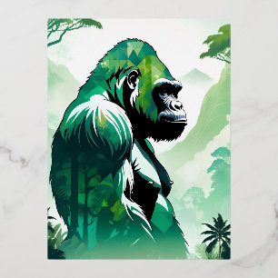 Gorilla Wildtiere Natur Dschungel Folien Feiertagspostkarte