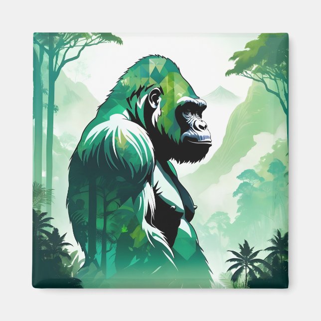 Gorilla Wildtiere Natur Dschungel Magnet (Vorne)