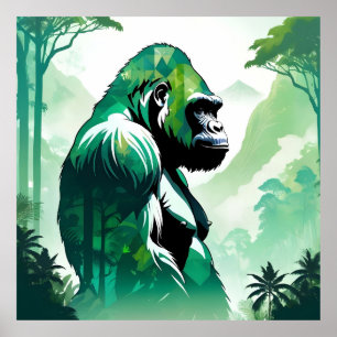 Gorilla Wildtiere Natur Dschungel Poster