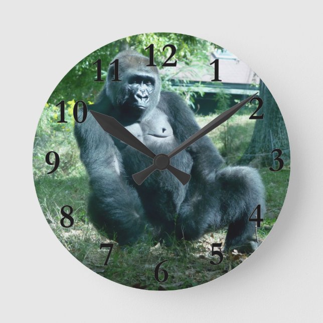 Gorilla-Wohngestaltung Runde Wanduhr (Vorderseite)