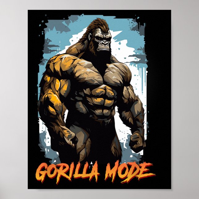 Gorilla Workout T-Shirts Gorilla-Modus-Gym und Bod Poster (Vorne)