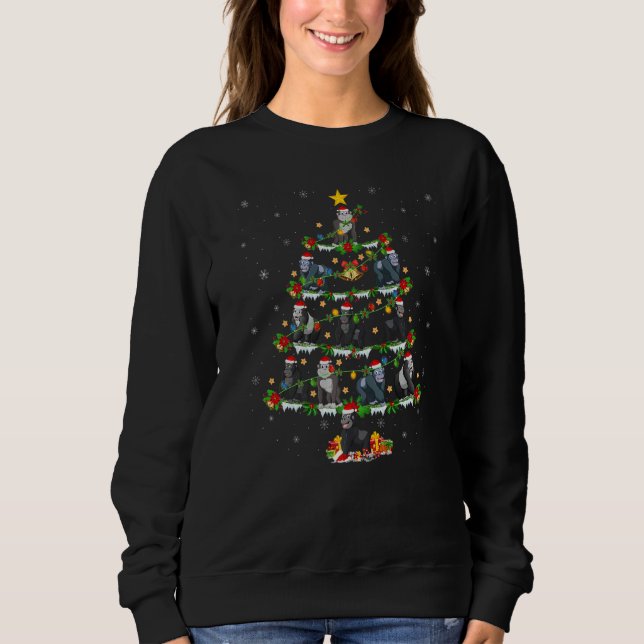 Gorilla  Xmas Lights Gorilla Christmas Tree Sweatshirt (Vorderseite)