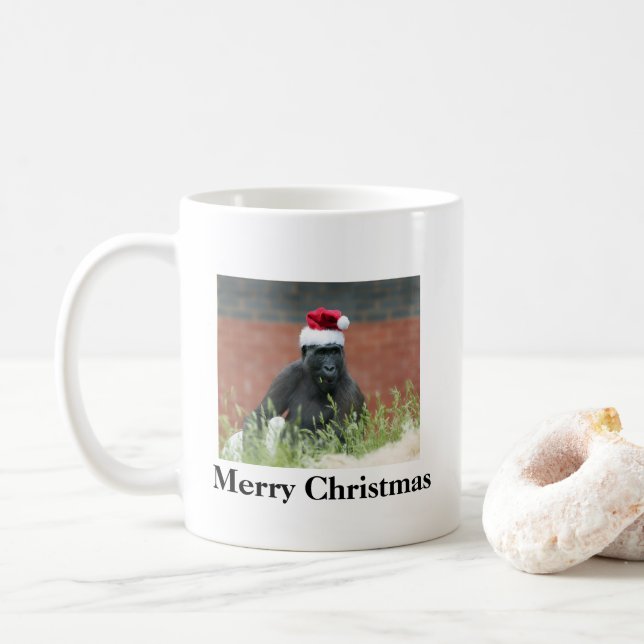 Gorilla zu Weihnachten Kaffeetasse (Mit Donut)
