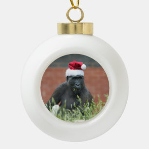 Gorilla zu Weihnachten Keramik Kugel-Ornament