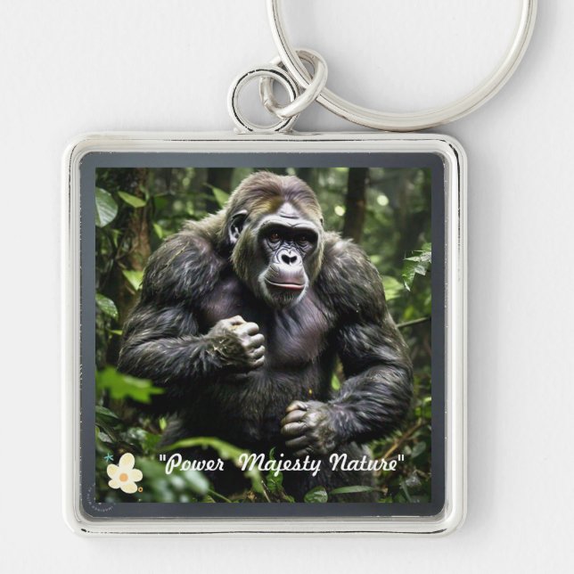 "Gorillas beherrschende Präsenz" Schlüsselanhänger (Vorne)