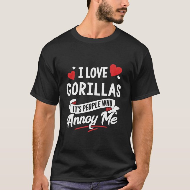 Gorillas Design Geschenk - Ich Liebe Gorillas! T-Shirt (Vorderseite)