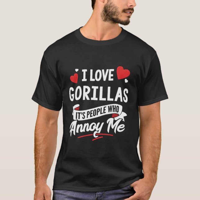 Gorillas Design Geschenk - Ich Liebe Gorillas! T-Shirt (Vorderseite)