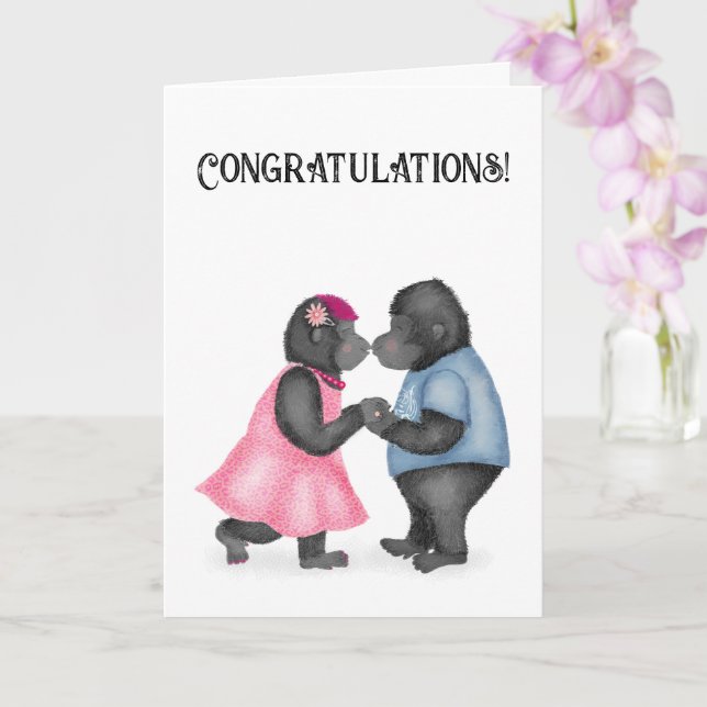 Gorillas in Liebe Verlobung oder Hochzeitskarte Karte (Orchidee)