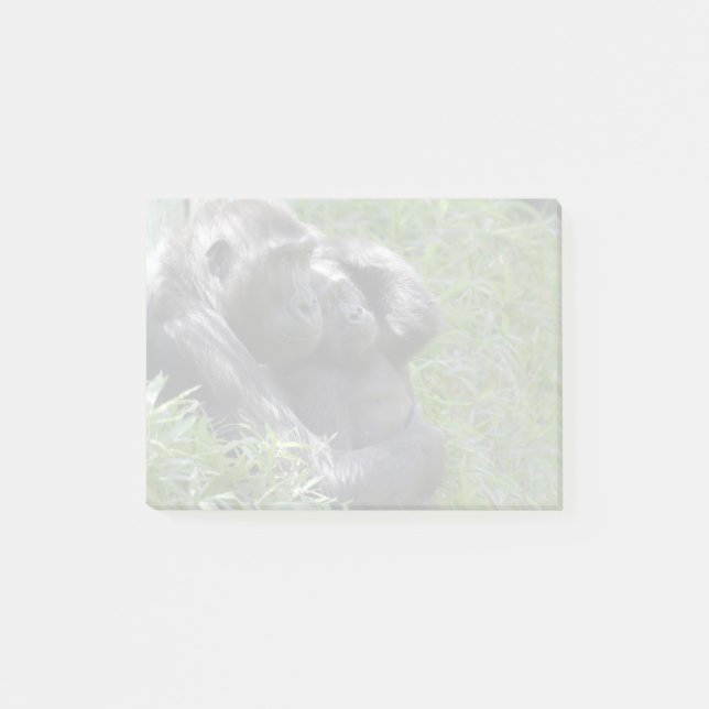 Gorillas Kibibi und Moke im Nationalpark Post-it Klebezettel (Vorderseite)