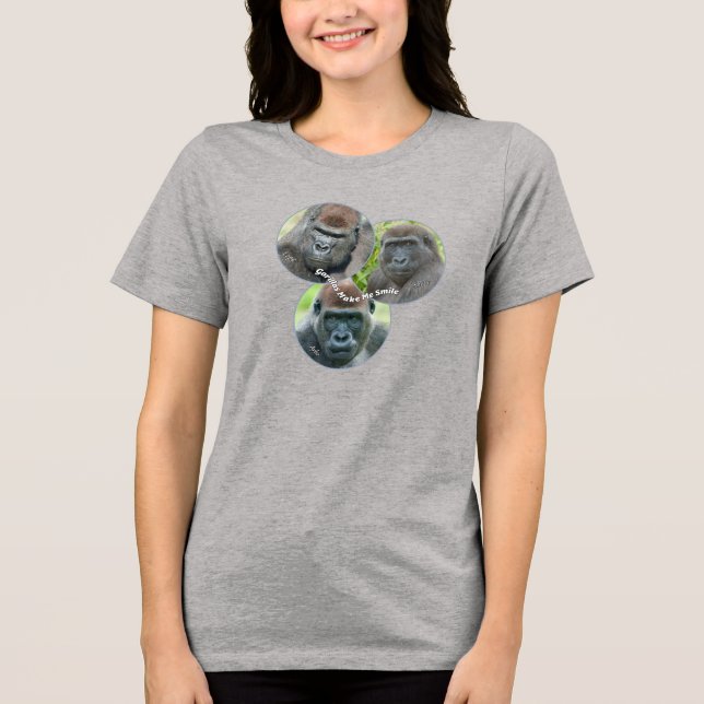 Gorillas Make Me Smile Tri-Blend Shirt (Vorderseite)